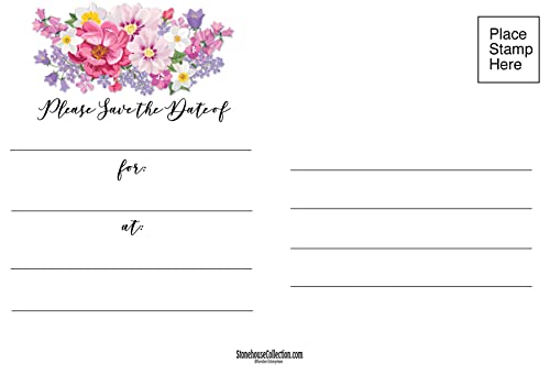 Image of Stonehouse Collection 40 Floral Save The Date Postcards - 4 inch x 6 inch Postcards - Wedding, Baby Shower, Birthdays, Celebration Announcements (Colorful Floral)