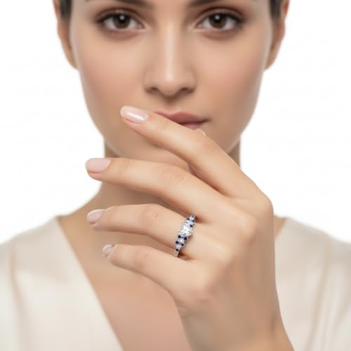 Image of Choose Your Gemstone Beautiful XO Design Diamond CZ Ring 925 Sterling Silver Heart Shape Side Stone Engagement Rings Lightweight Office Wear Everyday Gift Jewelry US Size 4 to 12