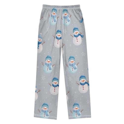 Xmas Snowman Blue Lounge Pajama Pants Soft PJ Bottoms for Sleepwear Ages 6-14 Years2