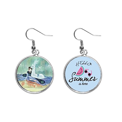 Pendientes de sandía y pendientes verano estilo ilustrador para lóbulo de oreja