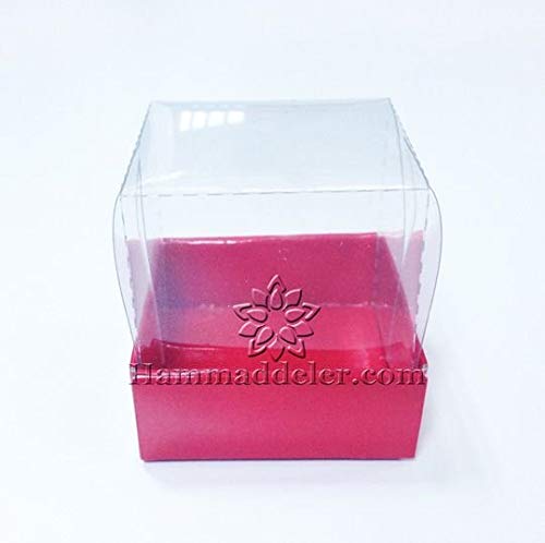 Pasta Kırmızı Asetat Kutu 5.5x5.5x2 cm 10 Adet