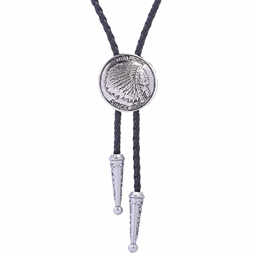 Cravate bolo pour homme et femme en cuir tressé style cowboy western vintage américain