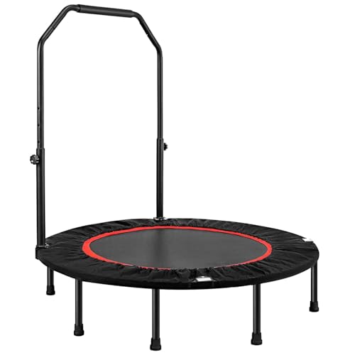 LN COZY CORNER Foldable Fitness Trampoline, Max 550lbs(250kg), Rebounder Exercise Trampolines with Adjustable Handrail, Indoor/Outdoor Mini Trampoline for Home Workout (Black, 48 inch)