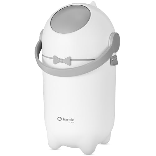 lionelo Purebin – Poubelle à couches anti-odeurs pour sacs universels (sans cassette), ouverture d'une seule main, 10 L – conteneur hygiénique pour la chambre de bébé (White)