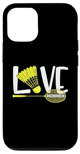 LOVE BADMINTON Cute Racket and Shuttlecock Sports Fan Player X}zP[X iPhone 12/12 Pro p