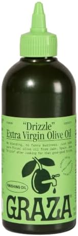 Graza Drizzle Extra Virgin Olive Oil, Finishing Oil - High Polyphenol Early Harvest EVOO Finishing Oil in a Squeeze Bottle - Single Farm Olives from Spain - 11.8 Fl Oz (350ml)
