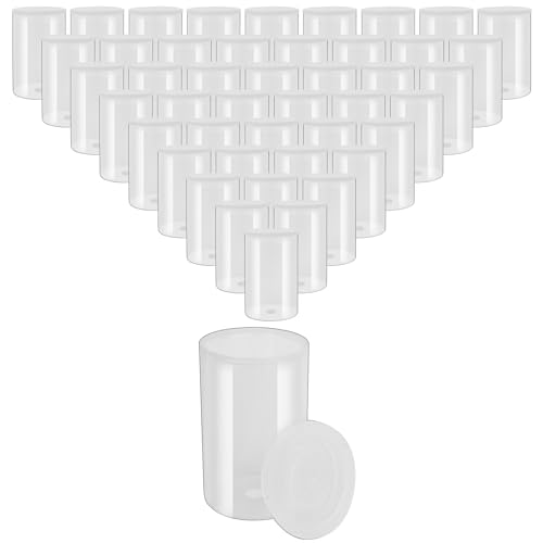 Image of 120 Pcs film canisters with caps, Canister Holder, 33 mm Empty Camera Reel Containers Storage Containers Case with Lids for Small Accessories Fish Hook Film Beads (Clear)