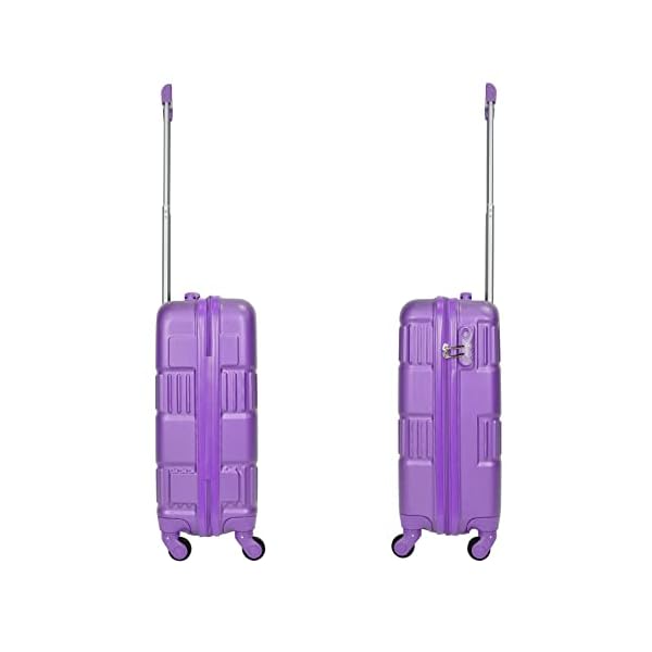 Senator ABS Durable Hard Shell Unisex Suitcase Modern Fashion Travel Case Carry on Luggage Trolley with 4 Single Quite Spinner wheels KH1075 (Carry-On 20-Inch, Highlight Purple)