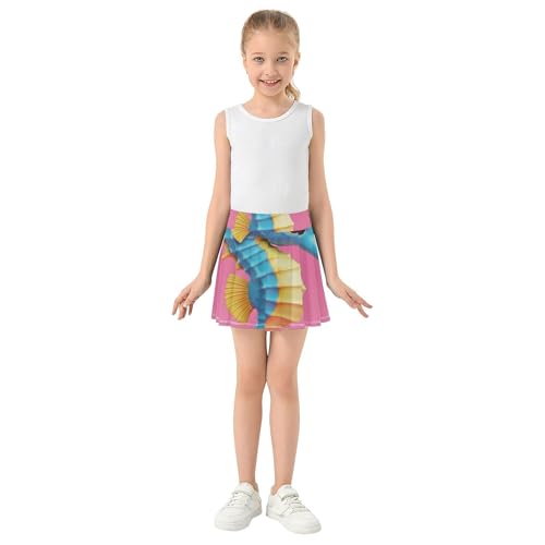Athletic Shorts Girls Skorts Cute Seahorse Unicorn Blue Pink Toddler Tennis Skirts Breathable Teen Cheer 3t3