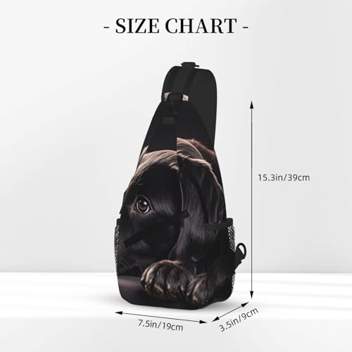 Bolso Bandolera Negra Labrador para Senderismo y Viaje miniatura 3
