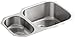 KOHLER K-3355-L-NA Undertone High/Low Undercounter Kitchen Sink, Stainless Steel