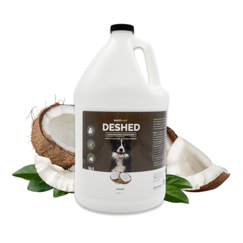 Bark2Basics DeShedding Dog Conditioner 1 Gallon - Combats and Reduces Shedding Removes Undercoat Fights Excessive Hair Shed Omega 3 and 6 Rich Strengthens The Hair Follicle Natural USA Made
