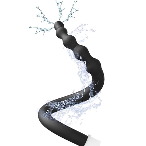 Shower Enema Douche Nozzles , 4 Holes Water Spray Comfortable Silicone Nozzles Enema , Reusable Shower Enema Hose, Black