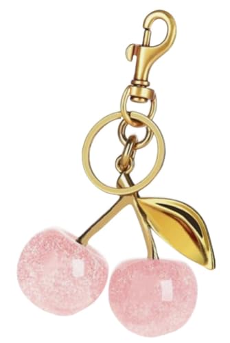 NZOZKOEX Cherry Keychain Bag Charm for Purses – Cute Leather Keyring Accessories for Women, Fashionable Handbag Charms for Car Keys & More, Stylish Gift Idea for Her