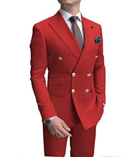 Men's Suit 2 Pieces Double-Breasted Formal Business Tuxedos Blazer Wedding Suit Notch Lapel3