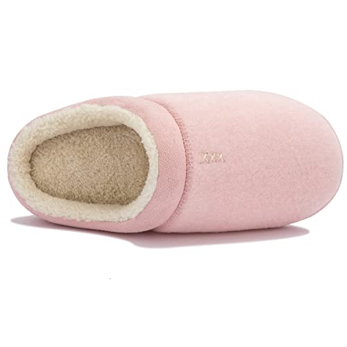 Newdenber Women's Cozy Memory Foam Slippers Plush Fleece Lined Slip On Indoor Outdoor Clog House Shoes Size 6-7, Pink #TOP5