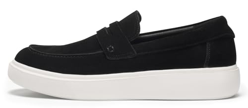 Journey West Suede Slip-on Penny Loafers Sneakers Shoes for Men Black US 10.52