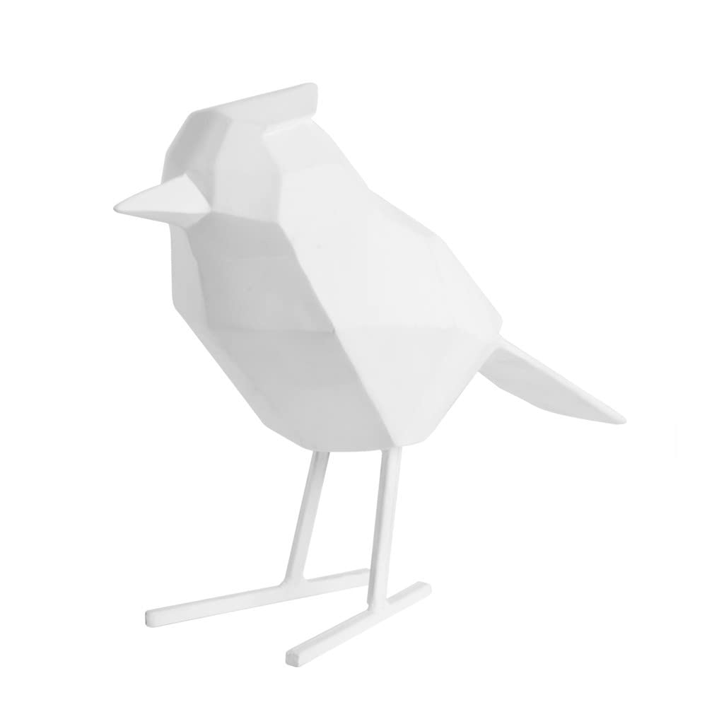 PT, Pájaro de Resina Blanco Mate Origami Modelo Grande