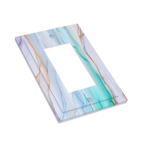 Decorative Outlet Covers Modern Ink Blue Green Marble Texure 1 Gang Rocker Light Switch Cover Plate Single Decora Light Switch Covers Wall Plate Faceplate for Kitchen Home Decor