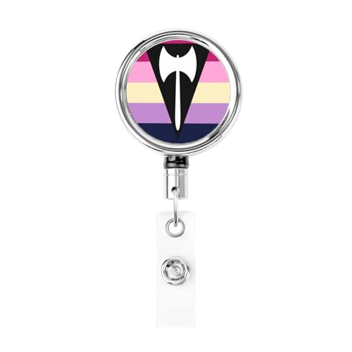 Labrys Lesbian Pride Flag LGBTQ Badge Reels Holder Retractable Heavy