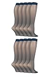 SockShop Womens Knee Highs Nylon Stockings Pop Socks Hosiery 15 Denier in Various Shades One Size Pack of 10 Knee - Navy 4-8