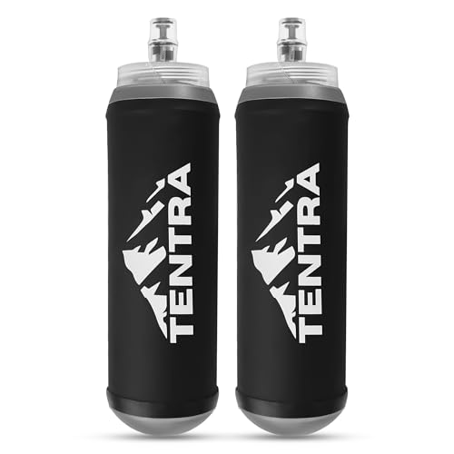 TENTRA 2x Soft Flask 500ml | Running Hiking Cycling Water Bottle | Collapsible Leakproof Lightweight