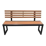 Teak Outdoor Metall- & Holzbank mit Rückenlehne, Garten-Parkbank für 2-4 Personen, 200 kg...
