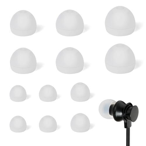 HYSHIKRA Almohadillas de Repuesto, compatibles con Auriculares Bluetooth intrauditivos y Auriculares con Cable Que tengan un diámetro Interno de 3,8-6 mm, 3 Tallas (S/M/L) (Blanco, 4 Pares)