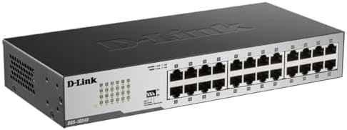 D-Link DGS-1024D, Ethernet Switch, 24 Port Gigabit Unmanaged Fanless Network Hub Desktop or Rack Mountable, Black