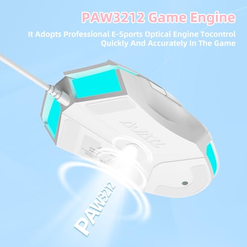 FELICON RGB Lightweight Gaming Mouse, Programmable 7 Buttons, Ergonomic LED Backlit USB Gamer Mice Computer Laptop PC, for Windows Mac OS Linux(Star White) - Thumbnail 3