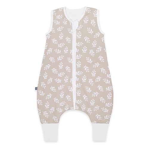emma & noah Baby Schlafsack mit Füßen 1.0 TOG Ganzjahres Schlafsack mit Beinen für den Frühling Sommer und Herbst 100% Bio-Baumwolle Oeko-TEX Zertifiziert (Floral Sand 70 cm)