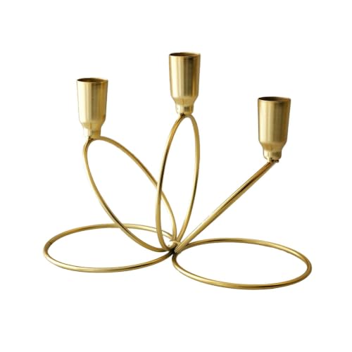 Metal Three Armed Candle Holders 6.1 Inch Gold Candlestick - image 2
