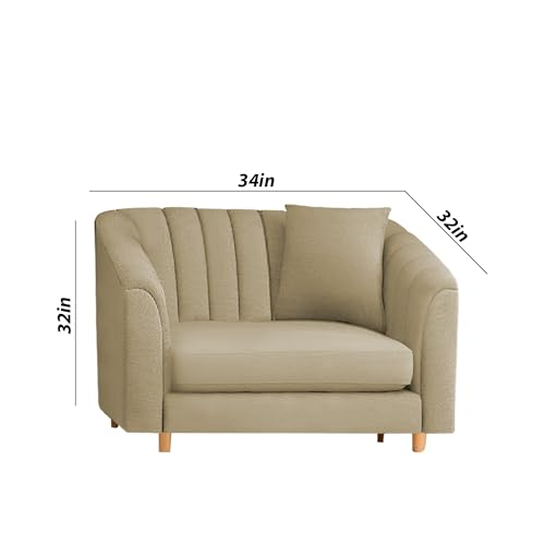 Image of Casaliving Doraldo 1 Seater Sofa Set for Living Room (Cream Colour) Premium Fabric Sofa