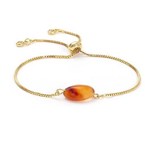 MTJAHPS Raw Carnelian Bracelet,14K Carnelian Crystal Necklace Adjustable Bracelet, Crystal, Gold Adjustable Bracelet for Woman Girl (Carnelian)
