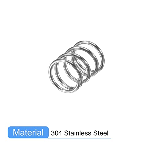 Image of uxcell Compression Spring, 5Pcs 304 Stainless Steel, 8mm OD, 0.8mm Wire Size, 10mm Free Length, Silver Tone
