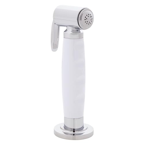 Ambassador Marine Deck-Mount Sprayer- Hammer-Head Artic White Sprayer, 6' Stainless Steel Hose, Elite Holder - 134-0044-AW-W