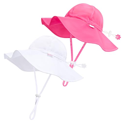 Image of Unisex Baby Sun Hat with UPF 50+ Outdoor Adjustable Beach Hat,Baby Girl Wide Brim Bucket Hats for Infant Toddler Little Boy