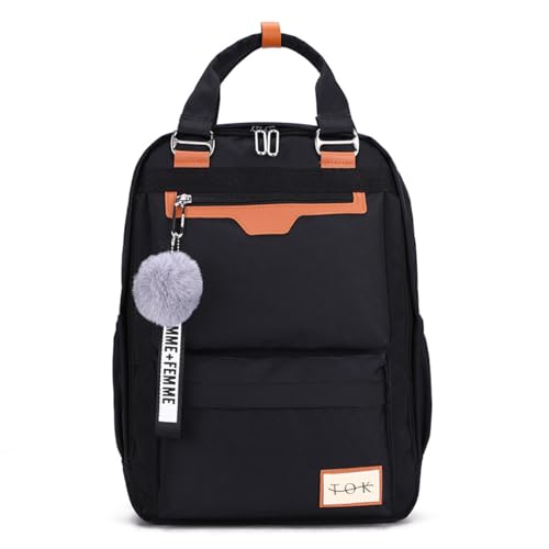 TOKSHOP Mochila Bolsa Feminina para Notebook de Até 15.6 Polegadas Viagem Escolar Faculdade (Preto)