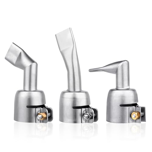 SWIGRANCE Hot Air Welding Nozzles 3Pcs/Set (Straight, 90 Degree and 120 Degree), Stainless Steel 20mm Mouth Width Flat Welding Tip Nozzle Replacement for Hot Air Plastic Welder Heat Gun