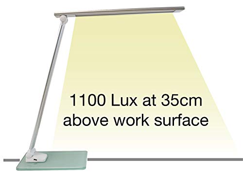 Unilux LED Schreibtischlampe Popy 6W Tischlampe mit Glassockel, dimmbar, USB-Anschluss für Büro, Smartphone Aufladung… – Bild 4