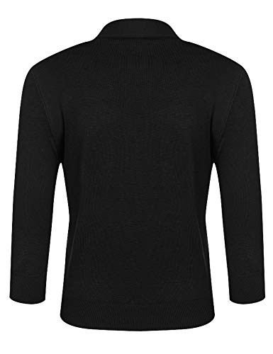 Image of URRU Women's Classic 3 /4 Sleeve Open Front Cropped Cardigan Sweater Lightweight Knit Short Shrugs