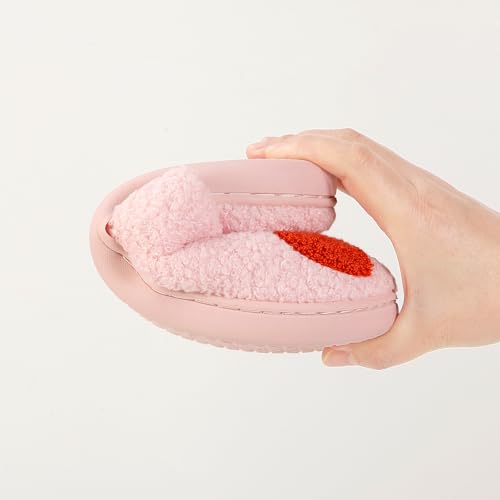 Image of Women's Men's Happy Face Heart-shaped Cat Slippers - Retro Leopard Print, Memory Foam, Soft Plush, Warm, Anti-Slip Home Shoes