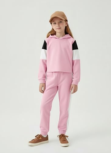 Image of PATPAT Girls Warm Sweatsuit 5-14Y Butterfly Print Hoodies and Sweatpants Clothing Set Tracksuit Fall Outfits Cute Clothes