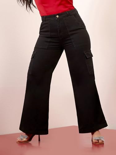 Image of Miss Chase A+ Women's Wide Leg High Rise Regular Length Stretchable Denim Jeans