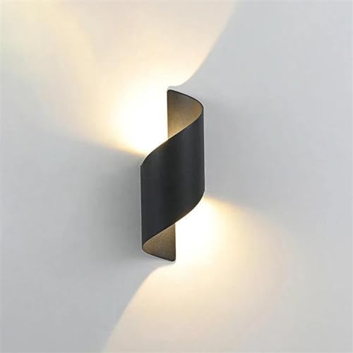 Lampe murale de jardin étanche IP65 et applique extérieure spirale moderne noire en aluminium