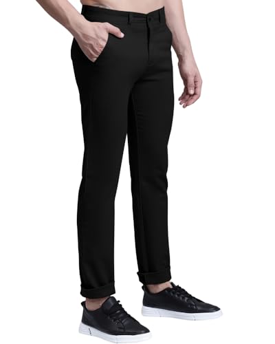 Image of EYEBOGLER Mens Solid Regular Fit Formal Pant