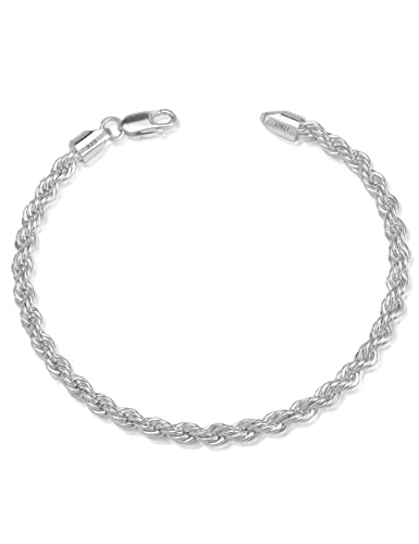 925 Sterling Silver Rope Bracelets 2/3/5mm Silver/Gold Bracelets for Women Rope Chain Bracelet for Men 6.5-9 Inches