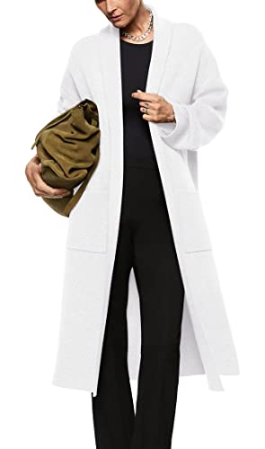Image of Womens Long Sleeve Maxi Cardigan Open Front Oversized Knitted Sweater Coat Casual Lapel Warm Overcoat with Pockets