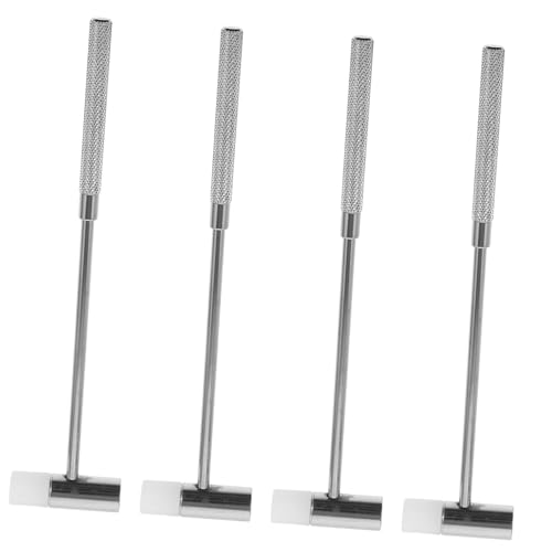 Yardenfun 4pcs Silver Zinc Alloy Small Mallet Watch Repair Mallet Plastic Chasing Hammer for Jewelry Making