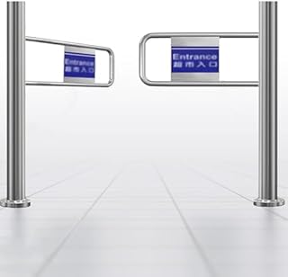 Swing Gate Metal Door - 90° Open One-Way, Stainless Steel Barrier Access for Store or Library